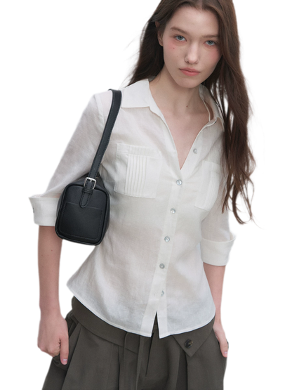 Tencel Linen Cinched Shirt