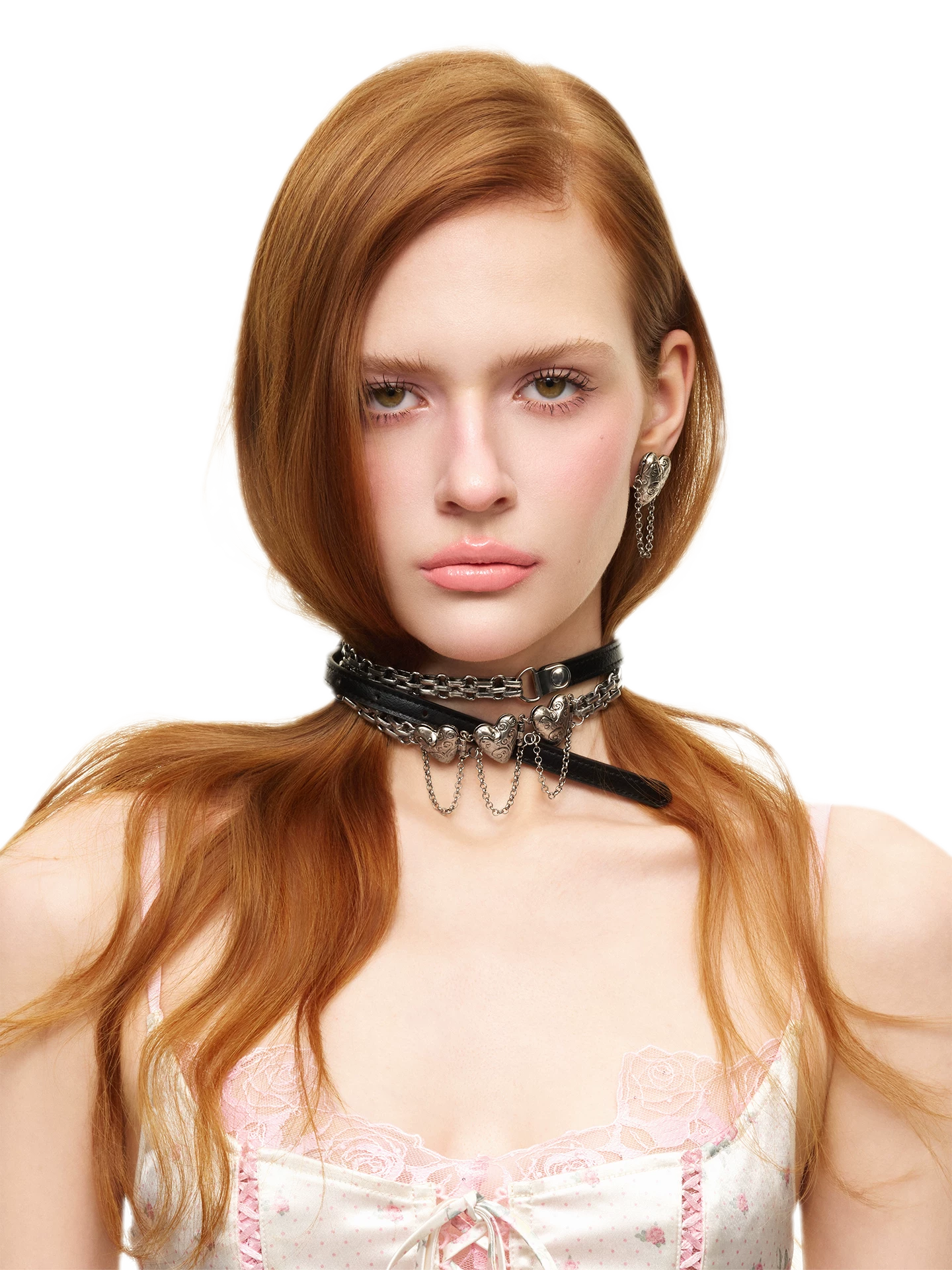 Punk Retro Heart Layered Strap Choker Waist Chain