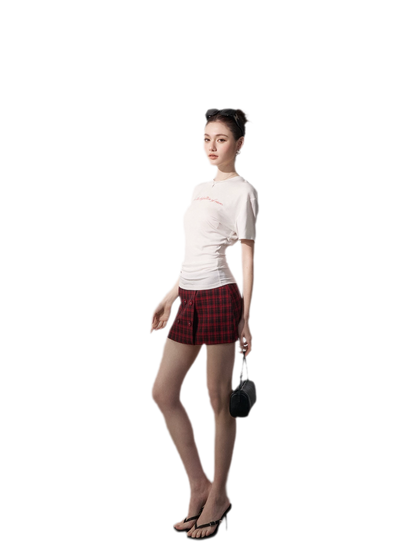 Letter Ruched Short T-Shirt