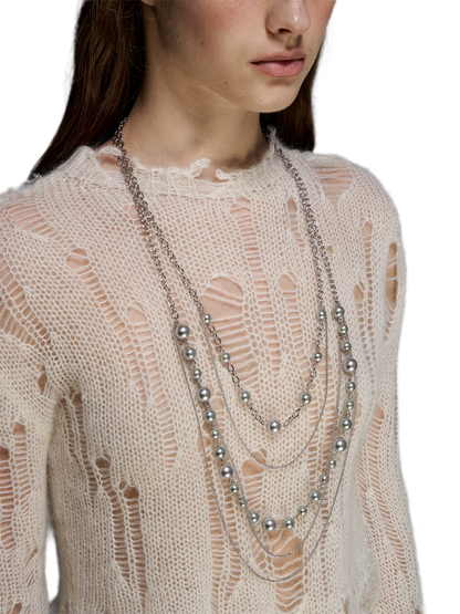 Silver Pearl Layered Necklace