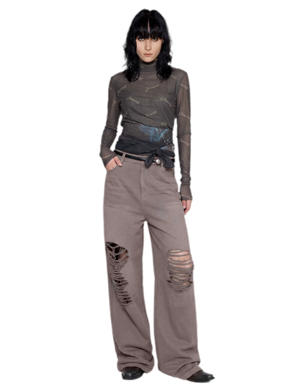 Mesh Turtleneck Top