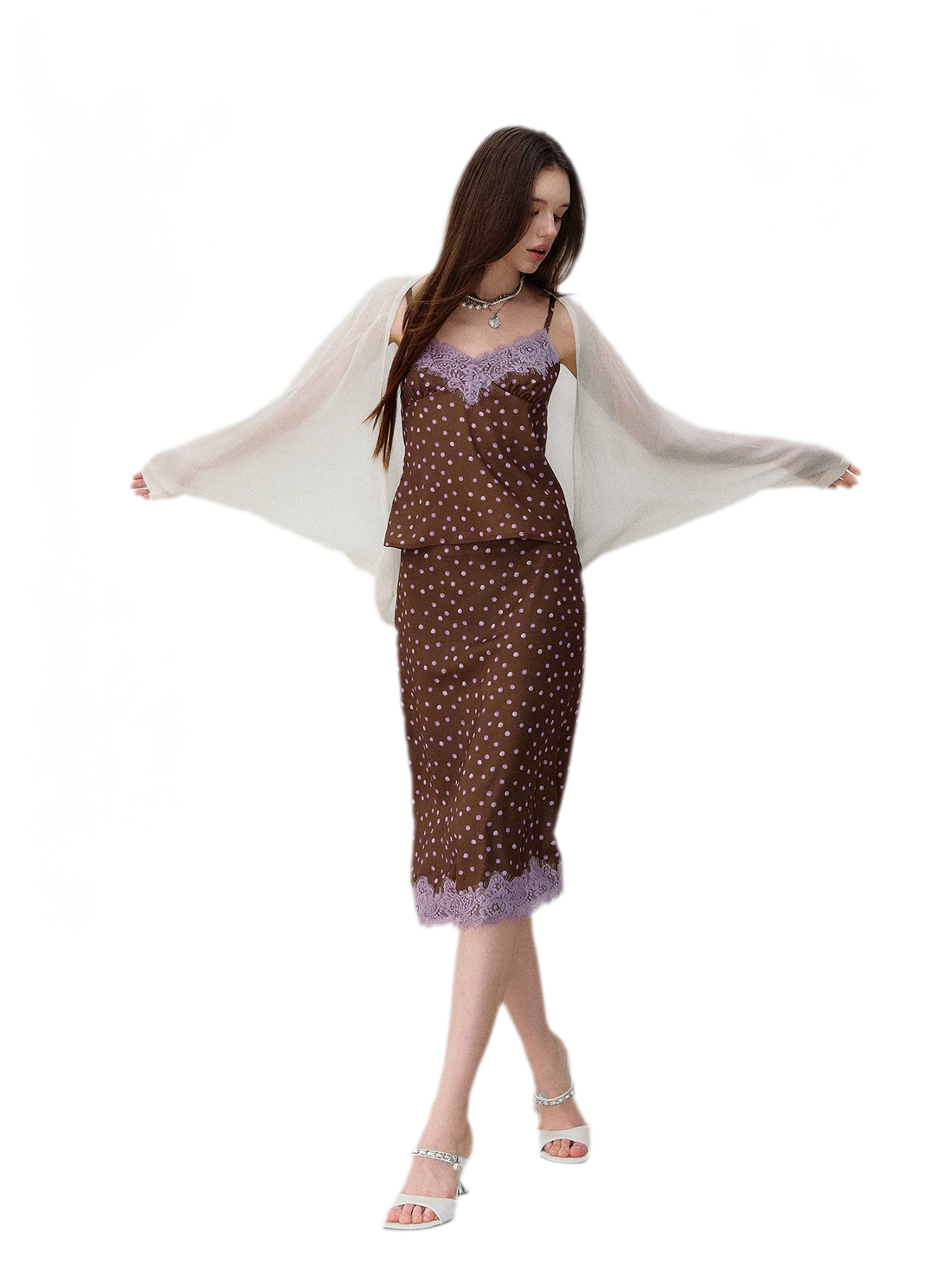 Southern France Polka Dot Lace Camisole &amp; Skirt