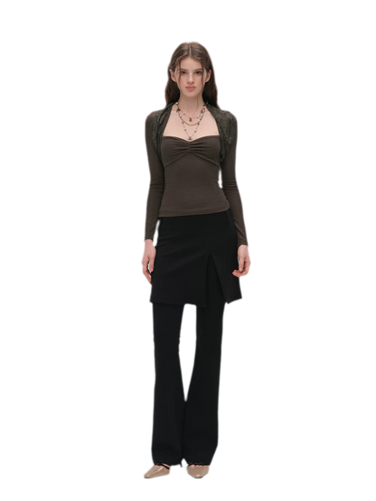 Ruched Lace Layered Top