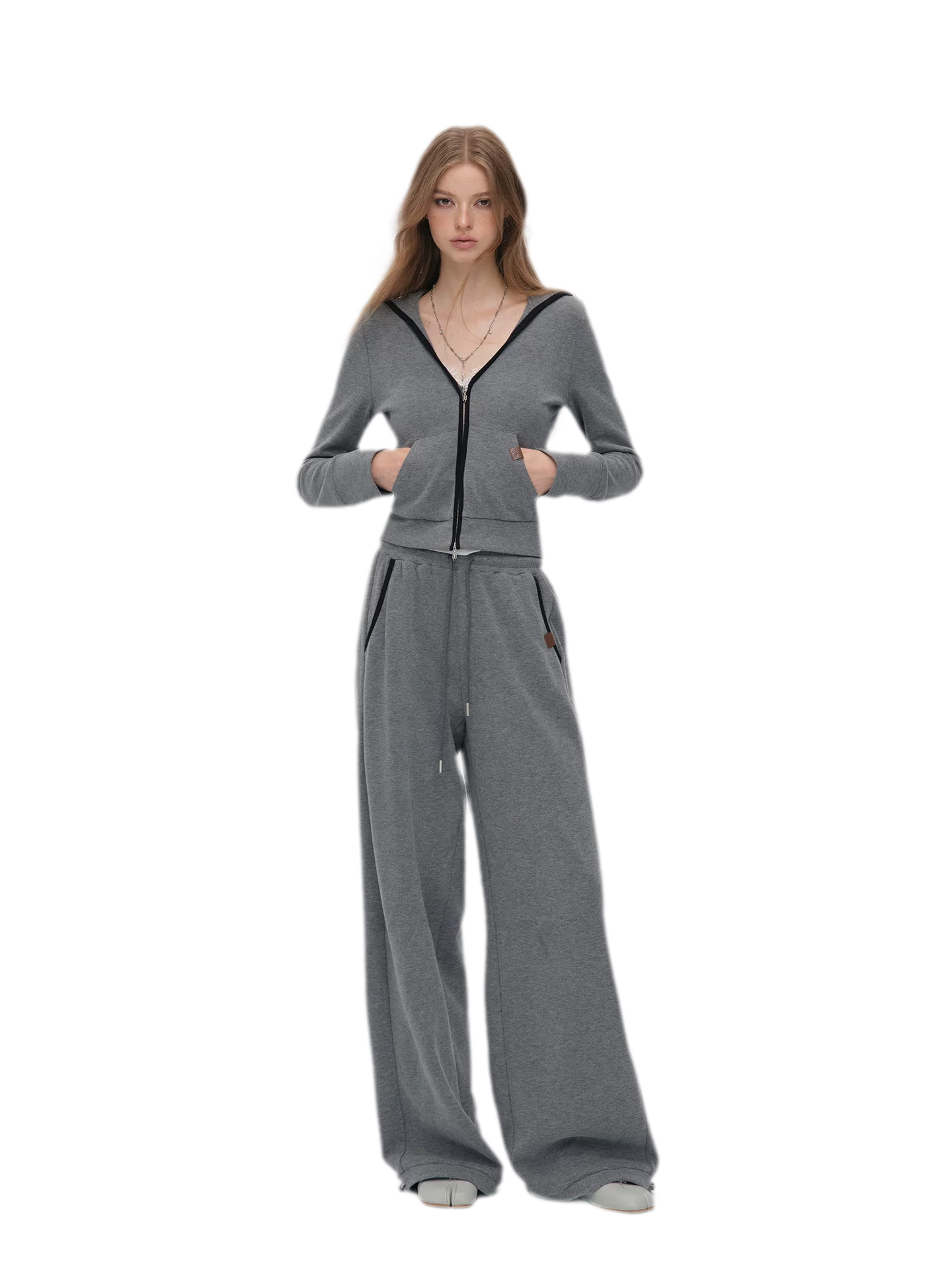 Contrast Trim Hooded Tracksuit Set
