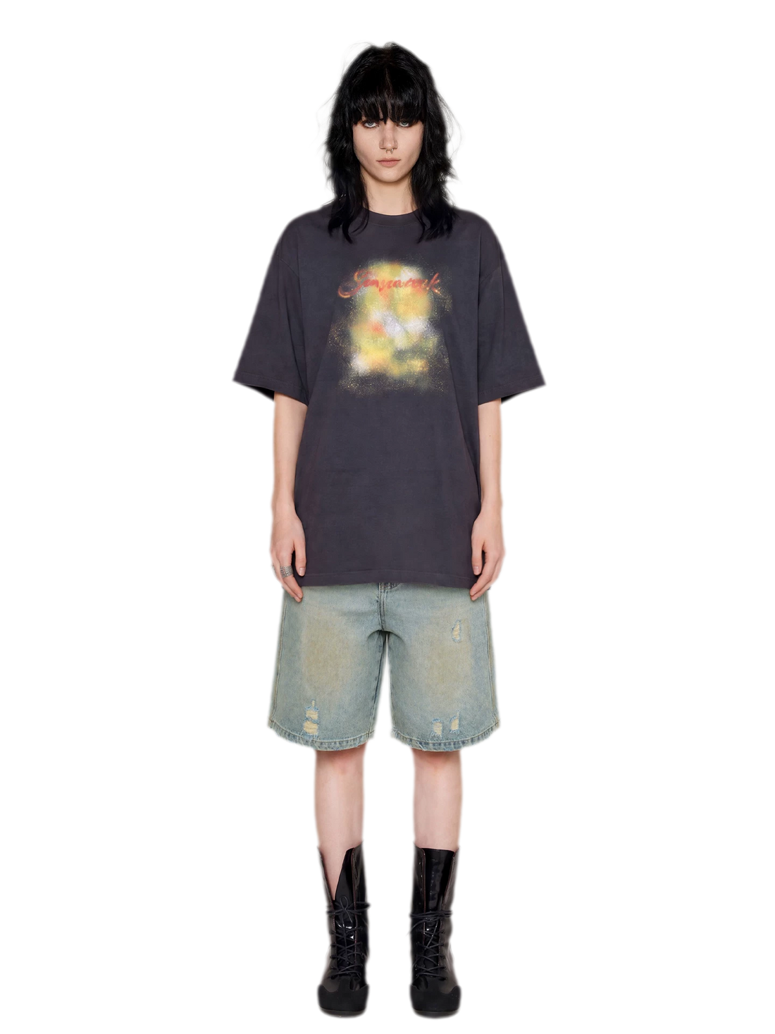 Gradient Spray-Printed Short-Sleeve T-Shirt