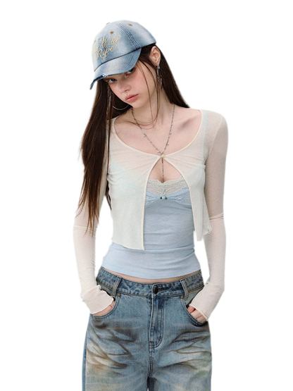 Sheer Cropped Sun Cardigan