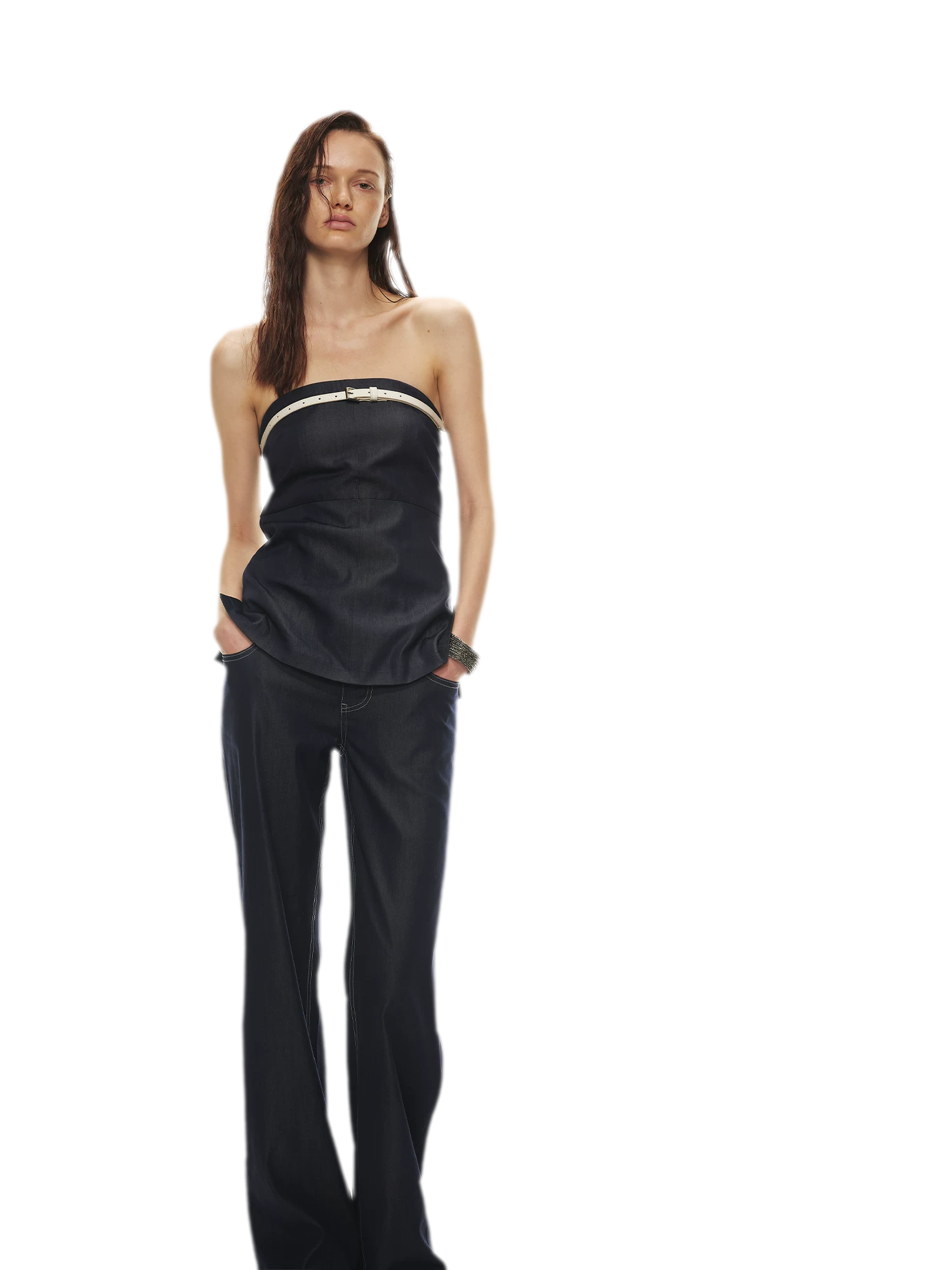 Soft Tencel Denim Fishtail Bustier Top &amp; Pants