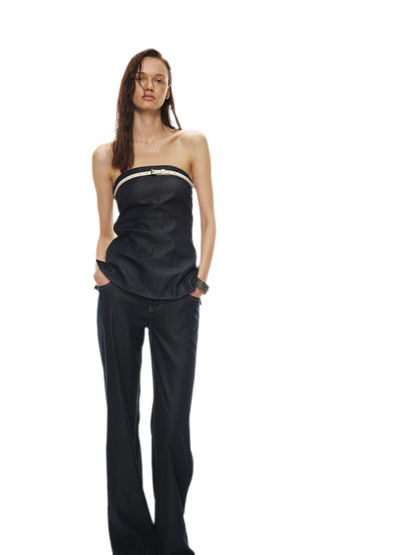 Soft Tencel Denim Fishtail Bustier Top &amp; Pants