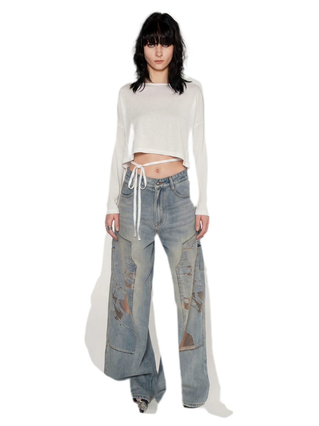 Silver Thread Off-Shoulder Top