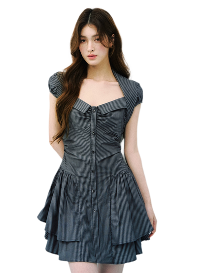 Vintage Striped Shirt Dress