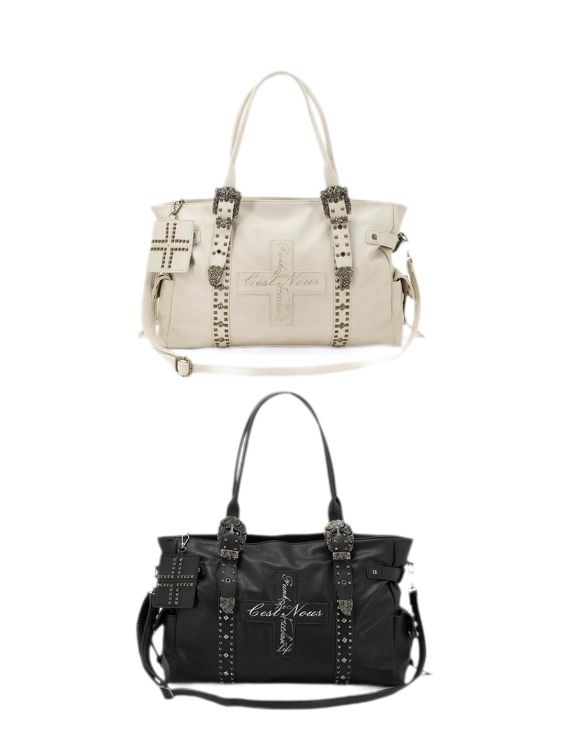 Studded Embossed Oversized Crossbody Bag