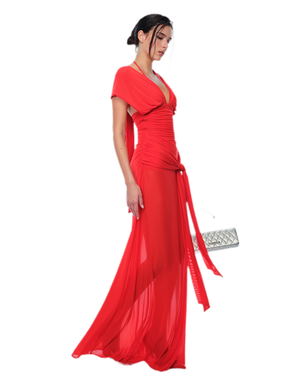 Robe en tulle transparent dos nu