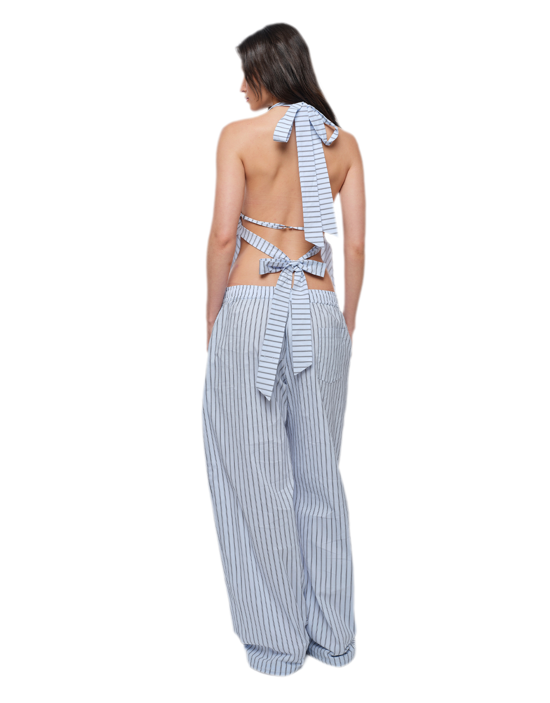 Striped Halter Wide-Leg Set