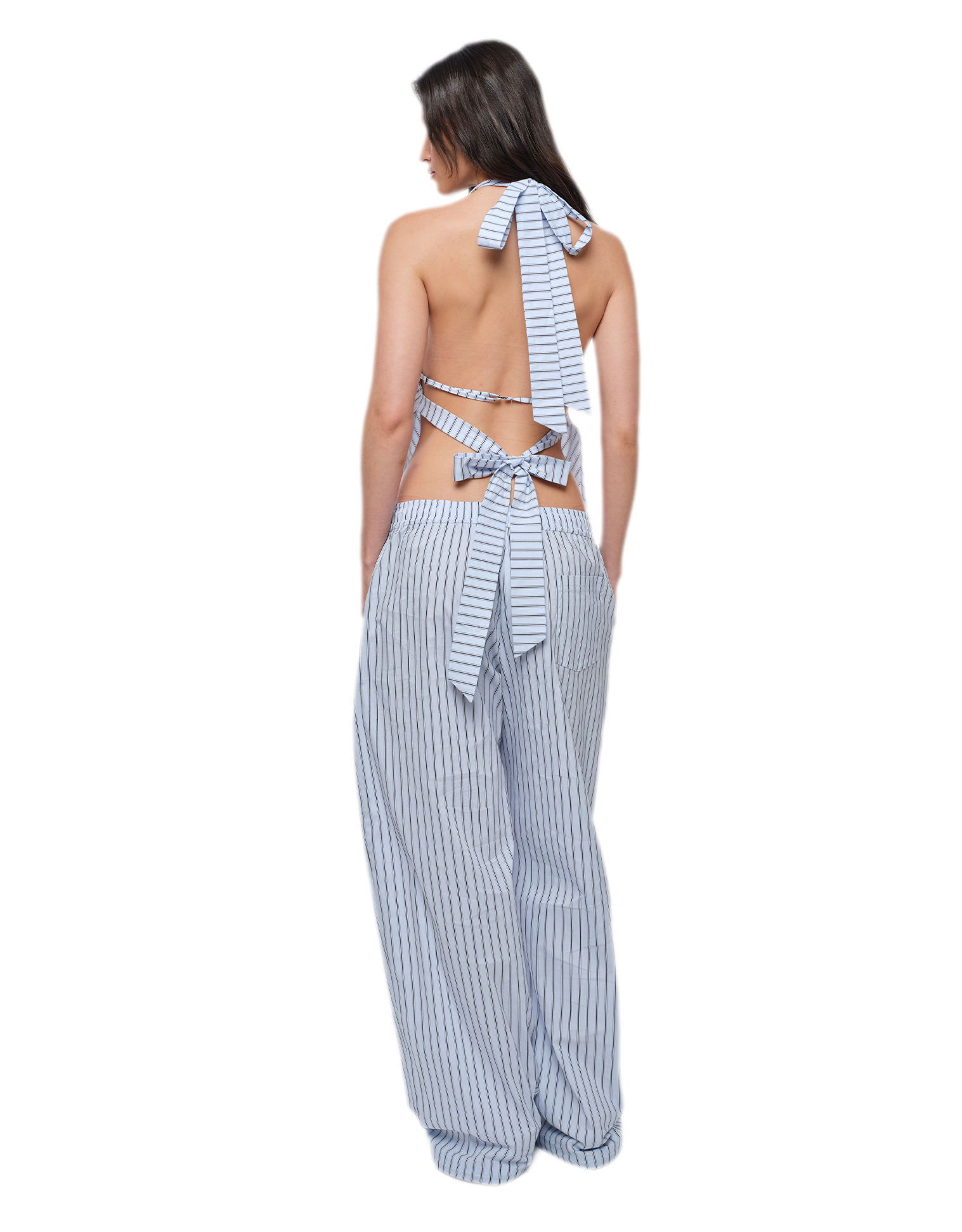 Striped Halter Wide-Leg Set