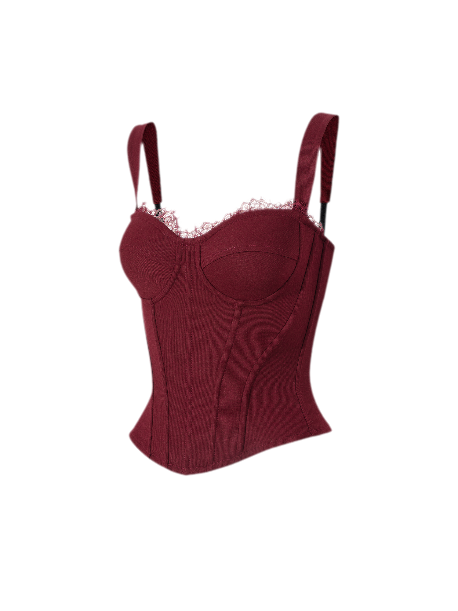 Burgundy Lace Boned Bustier