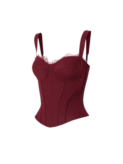 Burgundy Lace Boned Bustier