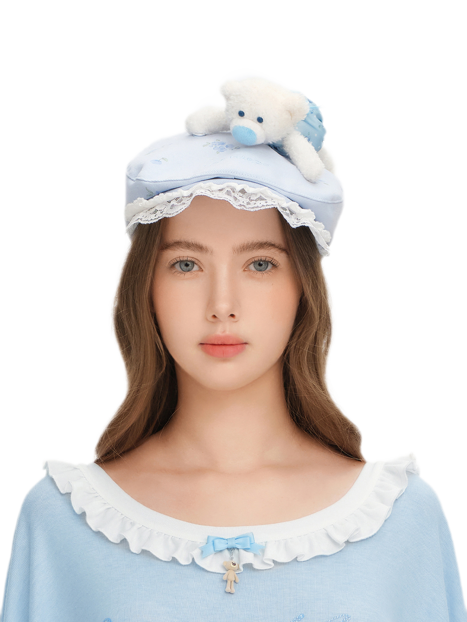 Floral Ruffle Embroidered Cap