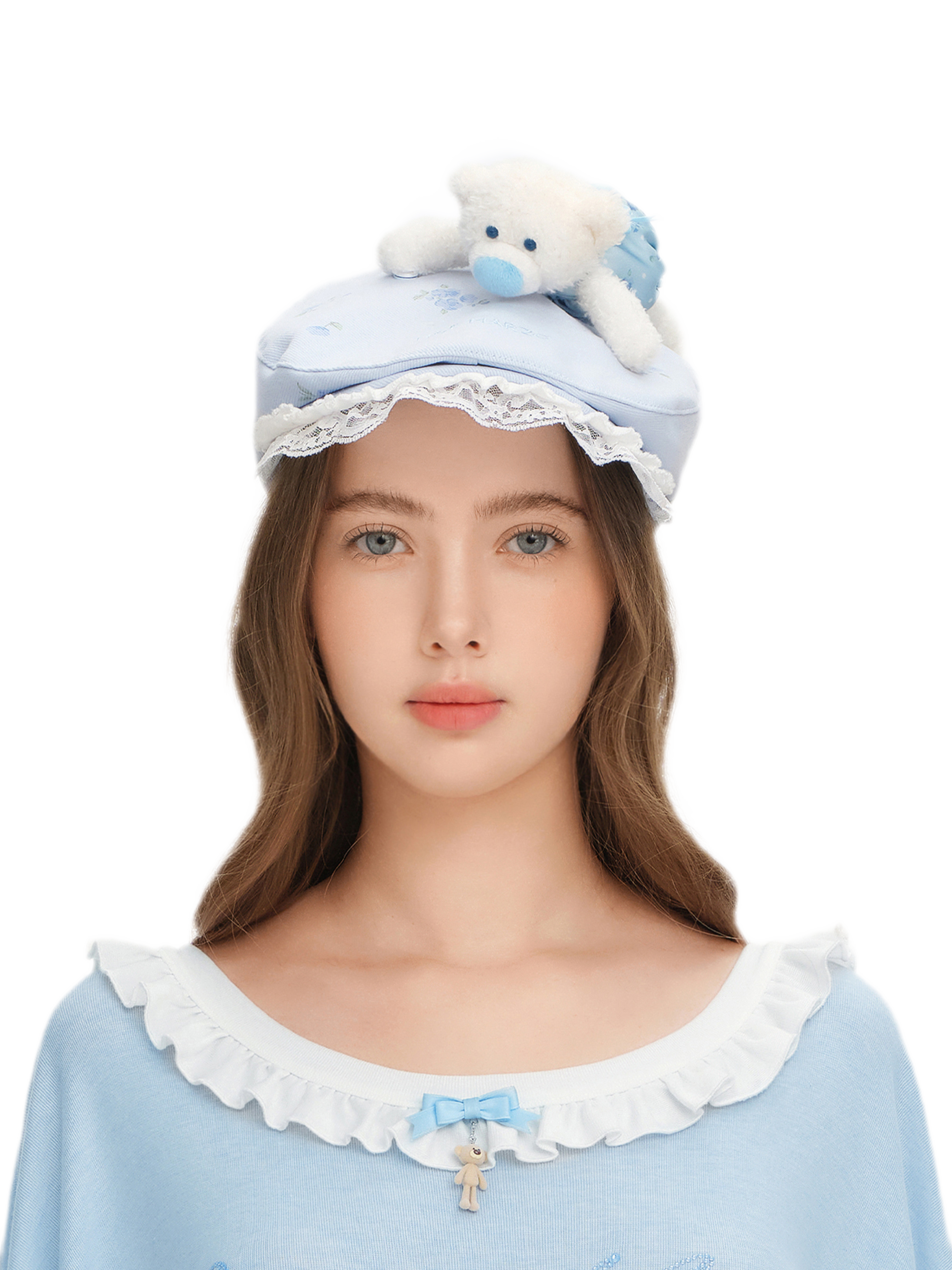 Floral Ruffle Embroidered Cap