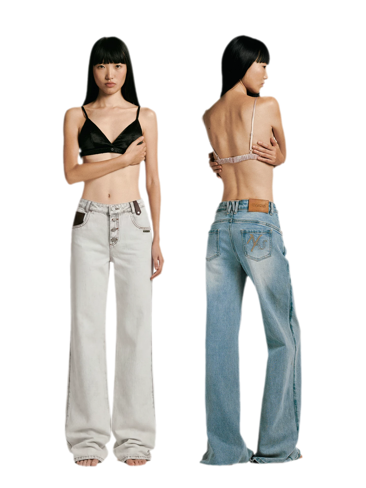 Washed Straight-Leg Jeans