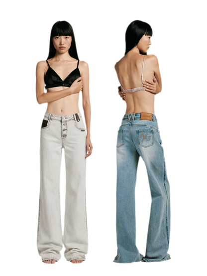 Washed Straight-Leg Jeans