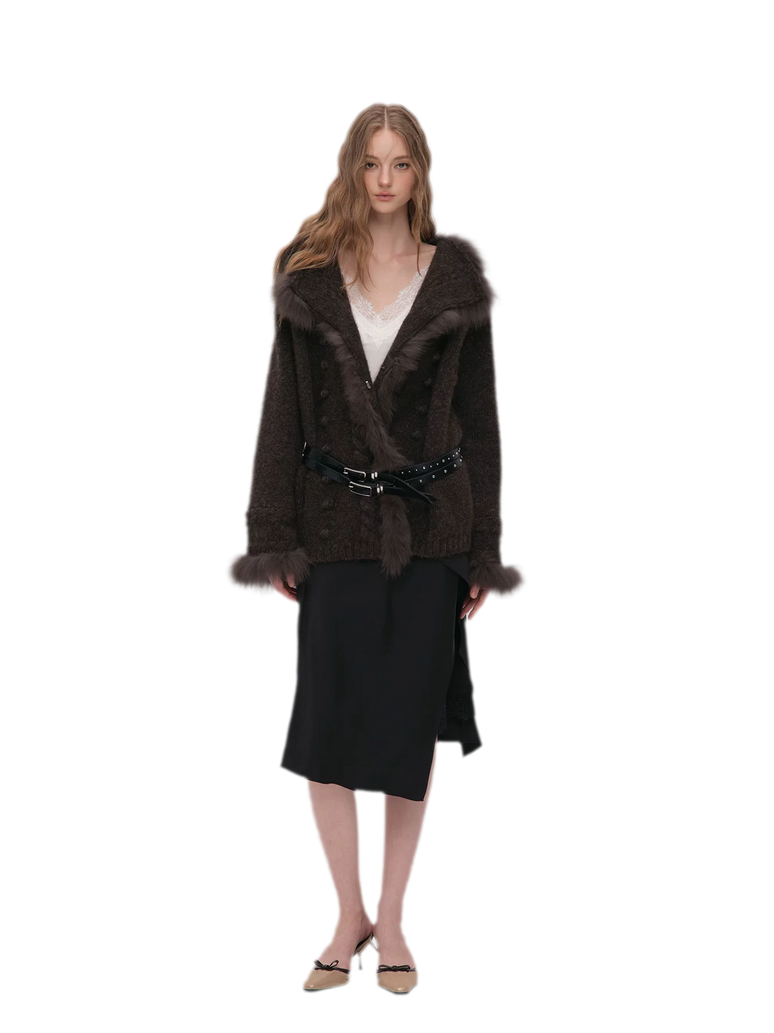 Long-Pile Fox Fur Cardigan