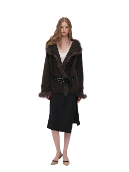 Long-Pile Fox Fur Cardigan