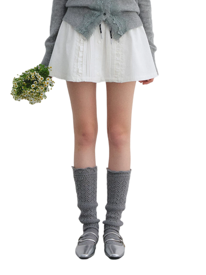 Pleated Drawstring A-line Short Skirt