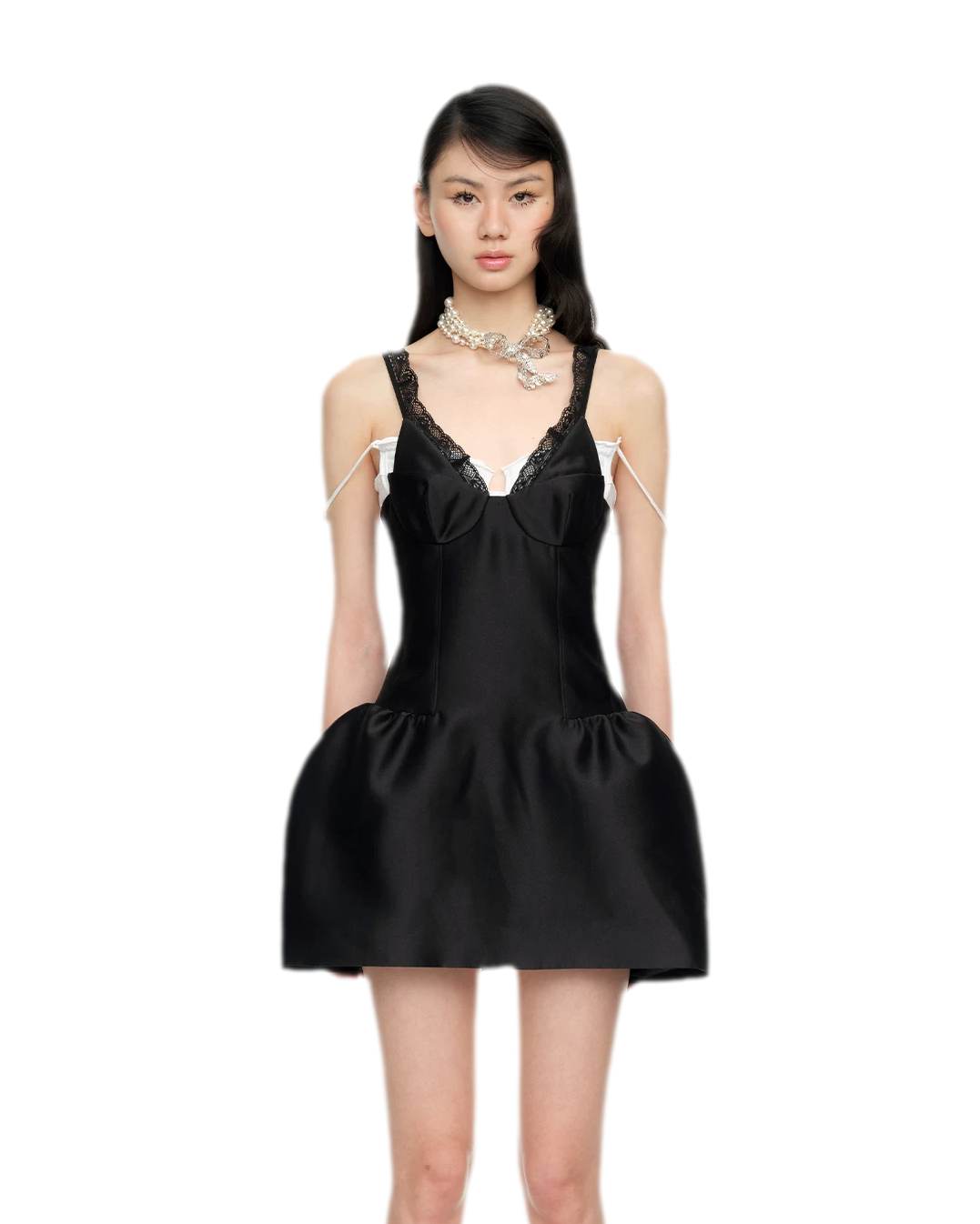 Elegant Lace Trim Corset Dress