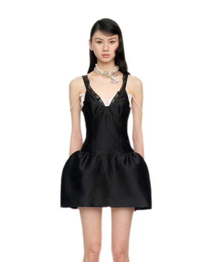 Elegant Lace Trim Corset Dress