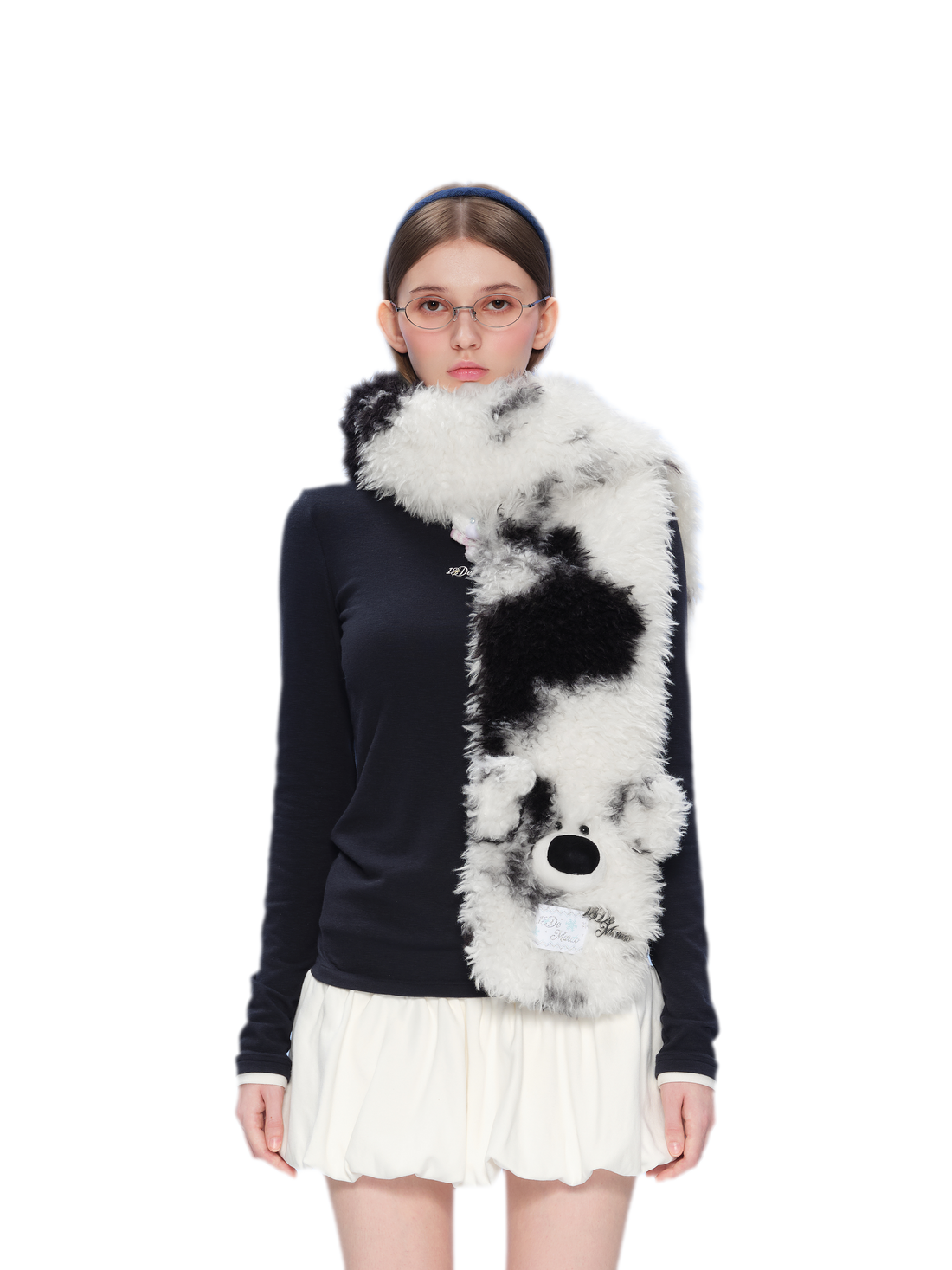 Curly Bear Cow Print Scarf