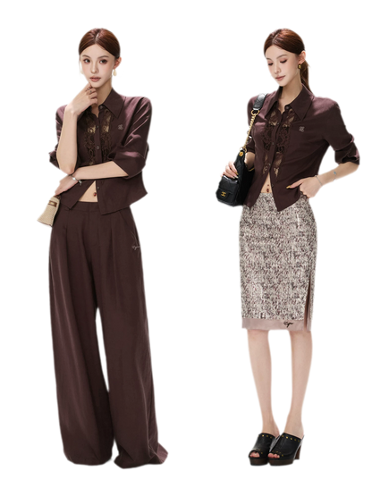 Lace Panel Cropped Shirt