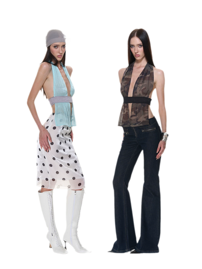 Mesh Halter Backless Top
