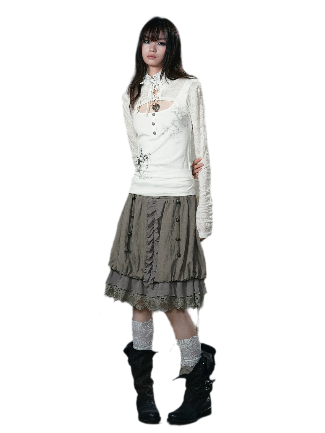 Lace Patchwork Bubble Skirt