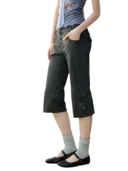 Vintage Turn-Up Cropped Pants