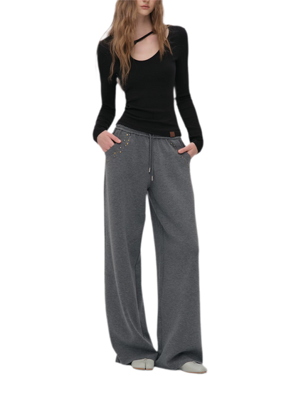 Air-Layer Rivet Wide-Leg Pants