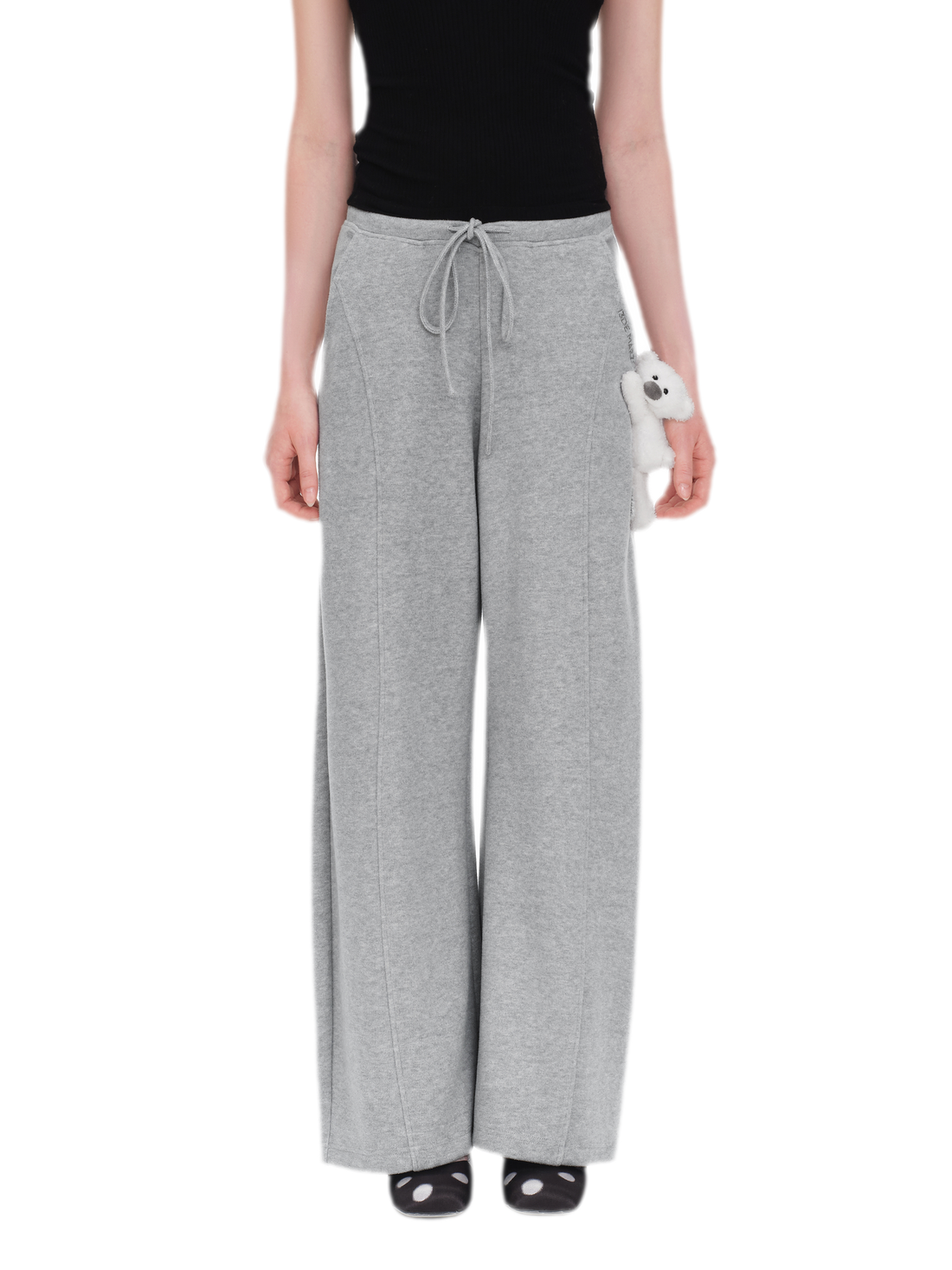 سروال Fleece واسع الساق بخصر على شكل V