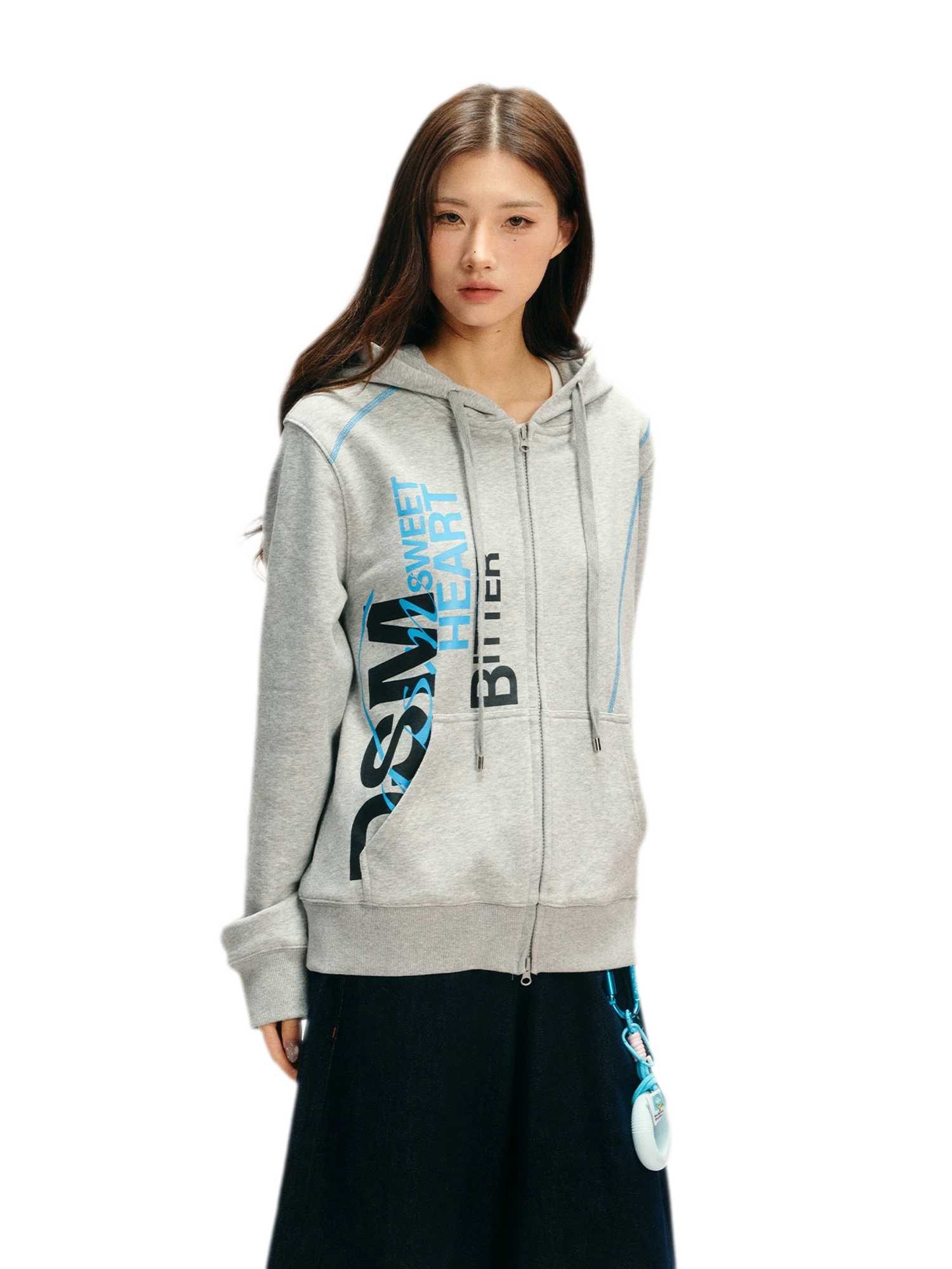 Contrast Stitch Fitted Hooded Sweatshirt