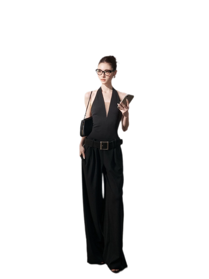 Halter V-Neck Jumpsuit