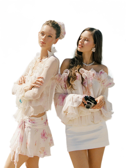Ruffled Off-Shoulder Set