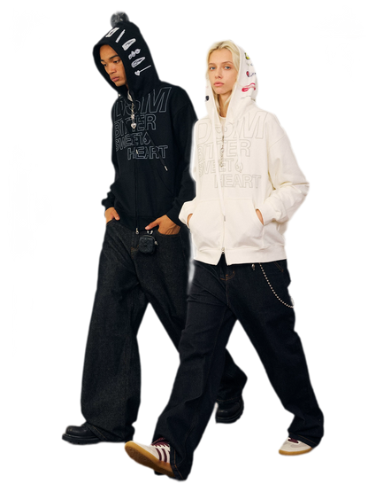 Raised Logo Zip Hoodie