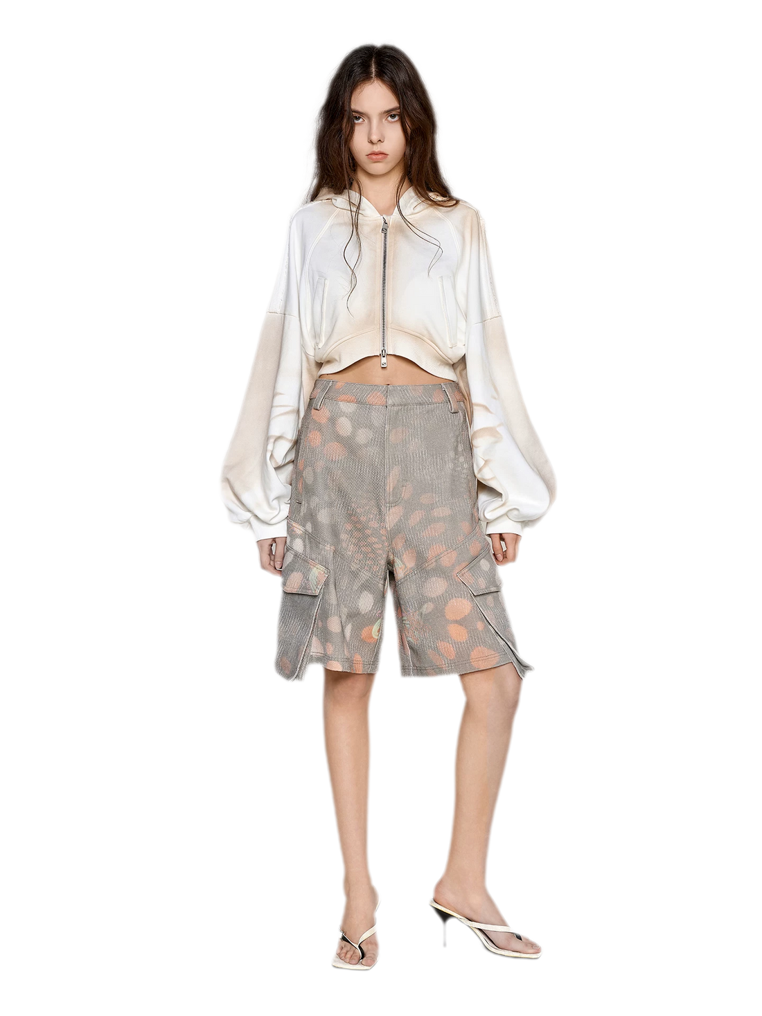 Polka-Dot Cargo Bermuda Shorts