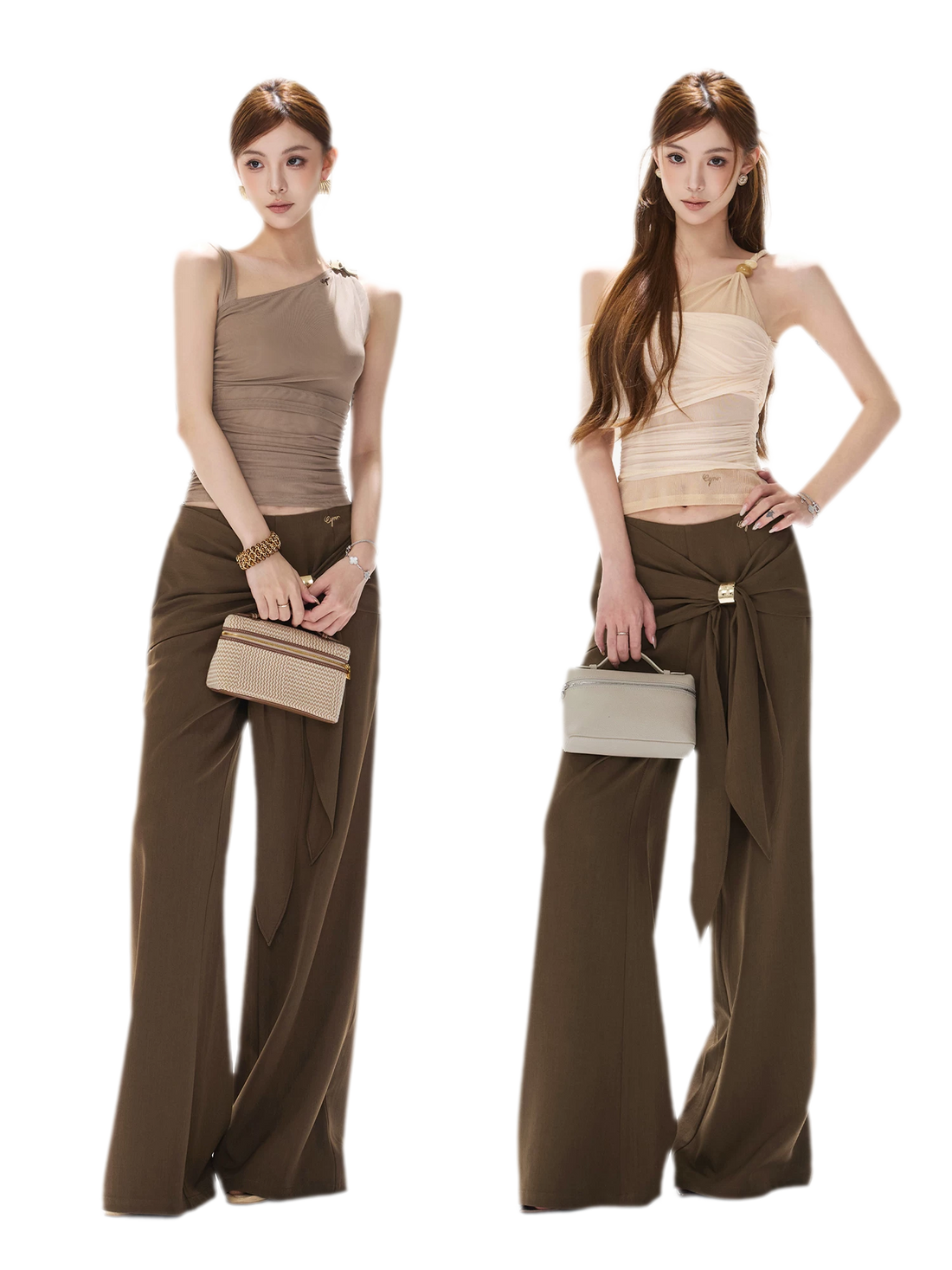 Twist Belt Wide-Leg Pants