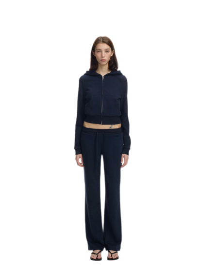 Ribbed Slim-Fit Cropped Hoodie