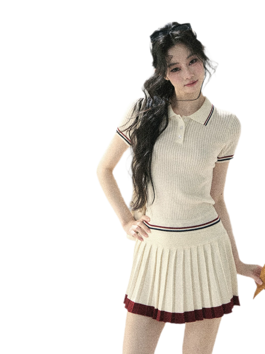 Ribbed Knit Polo Set