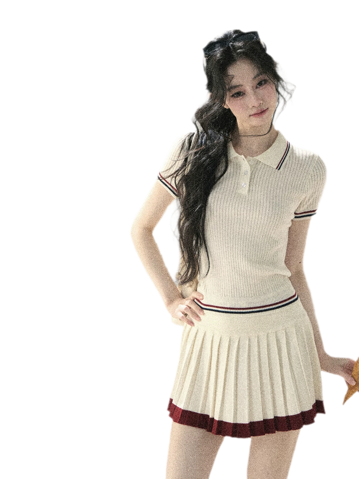 Ribbed Knit Polo Set