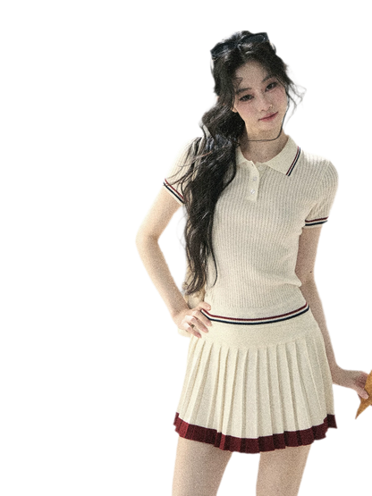Ribbed Knit Polo Set
