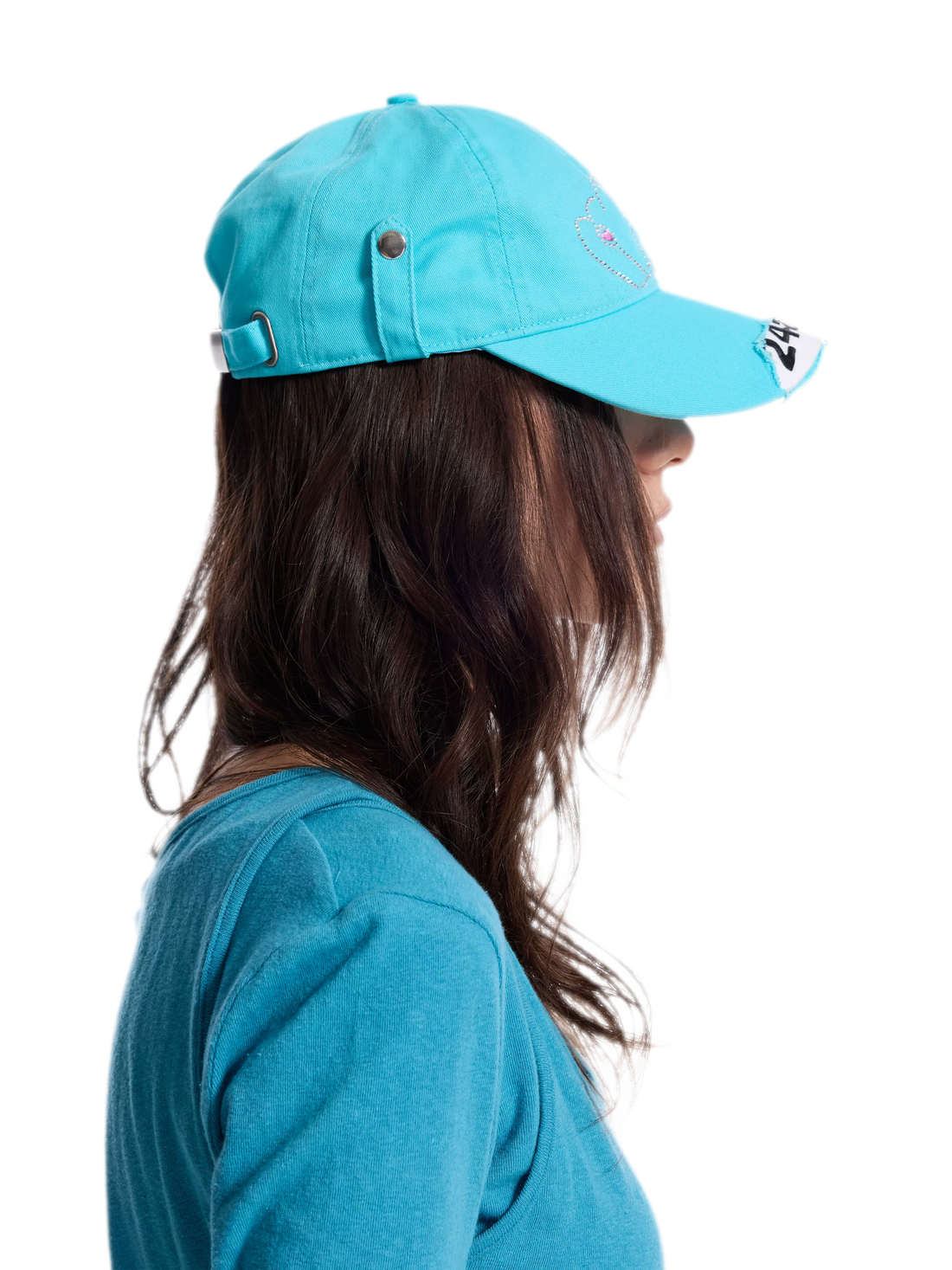 Rhinestone Distressed Brim Cap