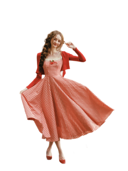 Gingham Lace Trim Dress