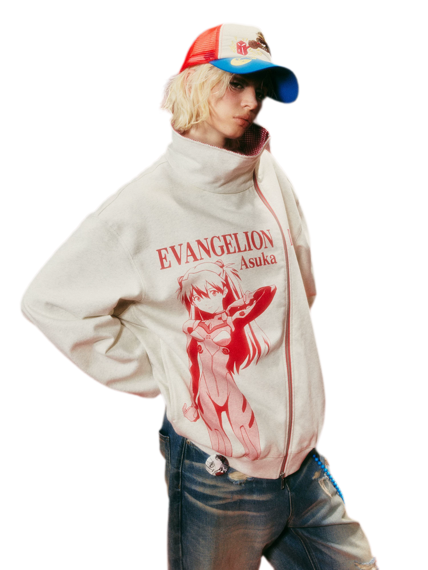 Diagonal Zip Hoodie Cardigan