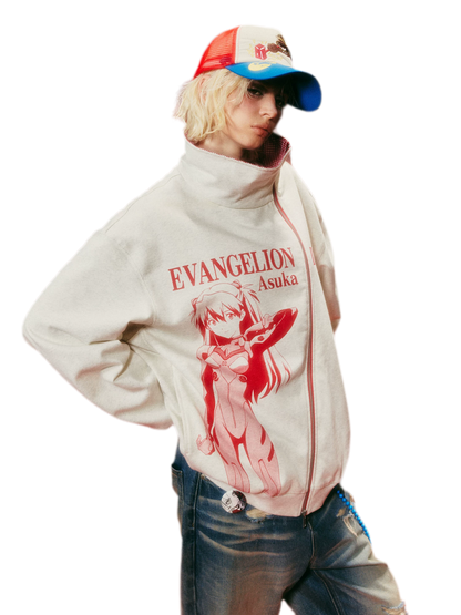 Diagonal Zip Hoodie Cardigan